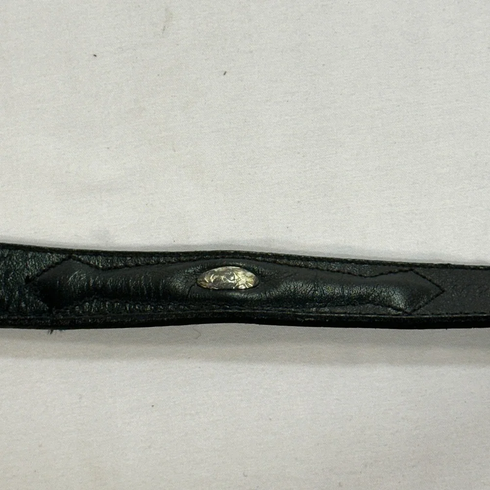Nocona Mens Leather Western Belt 32 Black Engraved Silver Buckle USA G331
